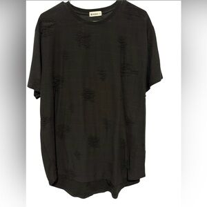 Kliegou Black Distressed Crew Neck Tee, Size XXL